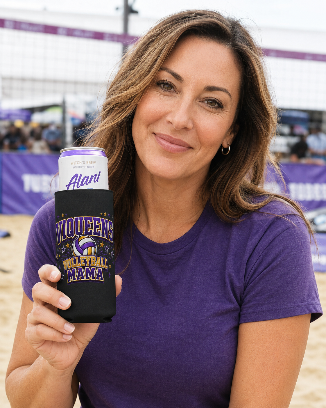 Viqueens Volleyball Mama Tall Slim Koozie - CHS Spirit Slim Can Cooler