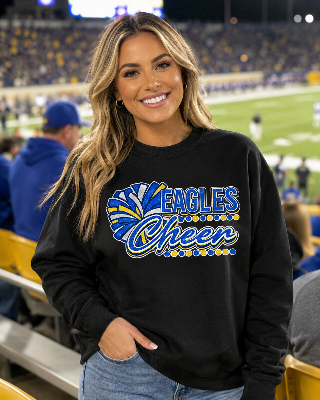 Eagles Cheer Pom-Pom Gildan Sweatshirt | Shelbyville Cheer Spirit Wear