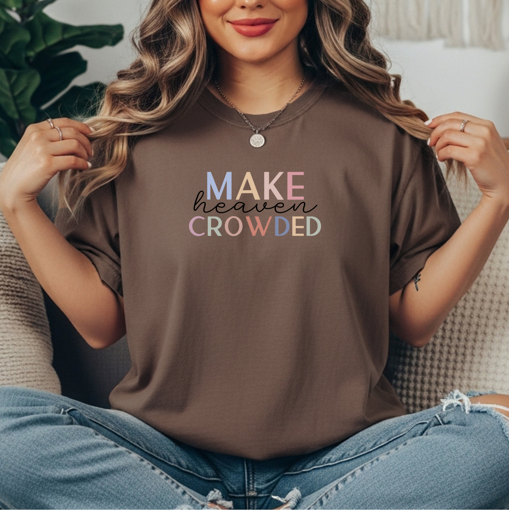 Heaven Crowded Comfort Colors Christian tee