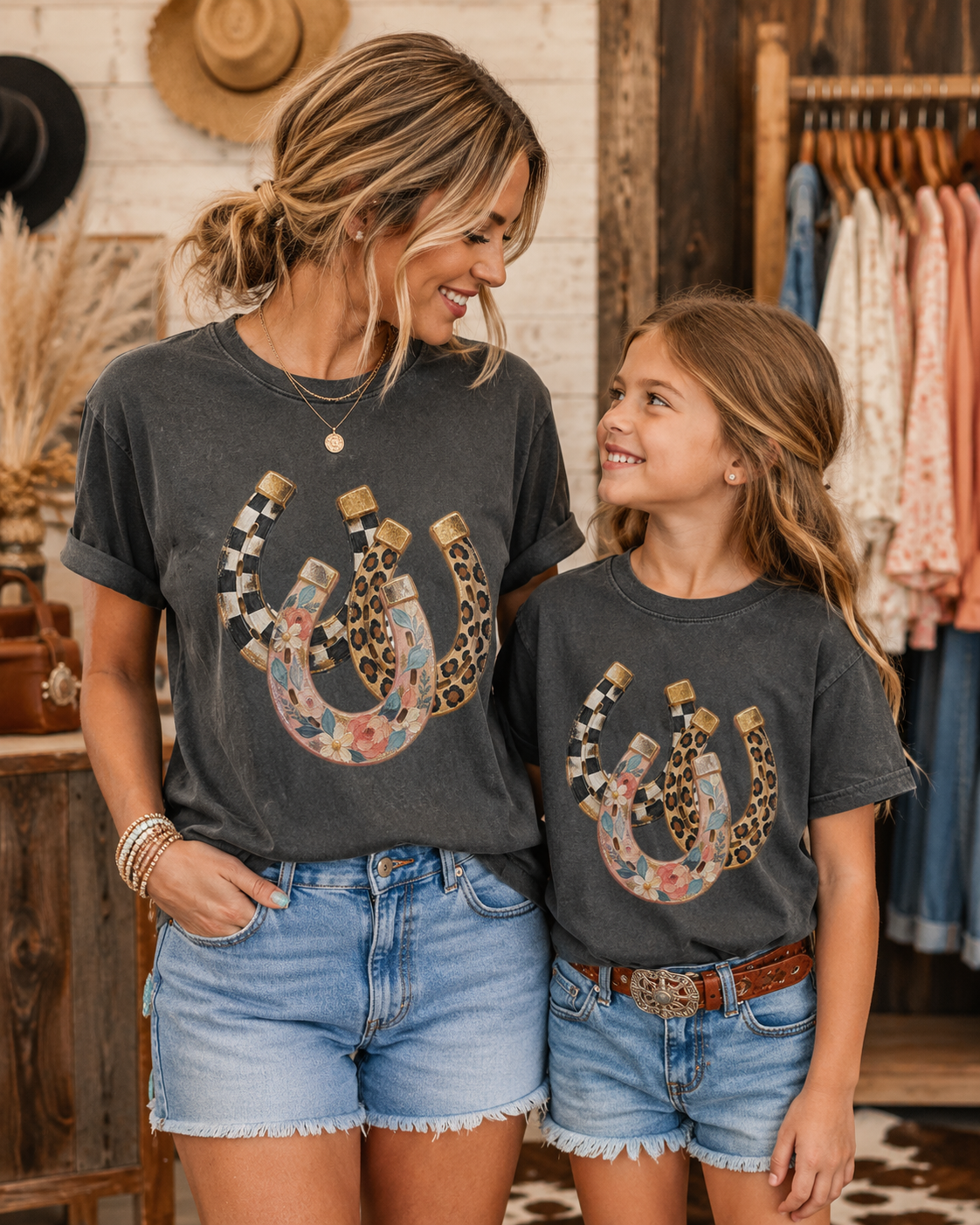 Floral Horseshoe Graphic Tee - Western Boutique Shirt - Comfort Colors Cowgirl Rodeo Tee