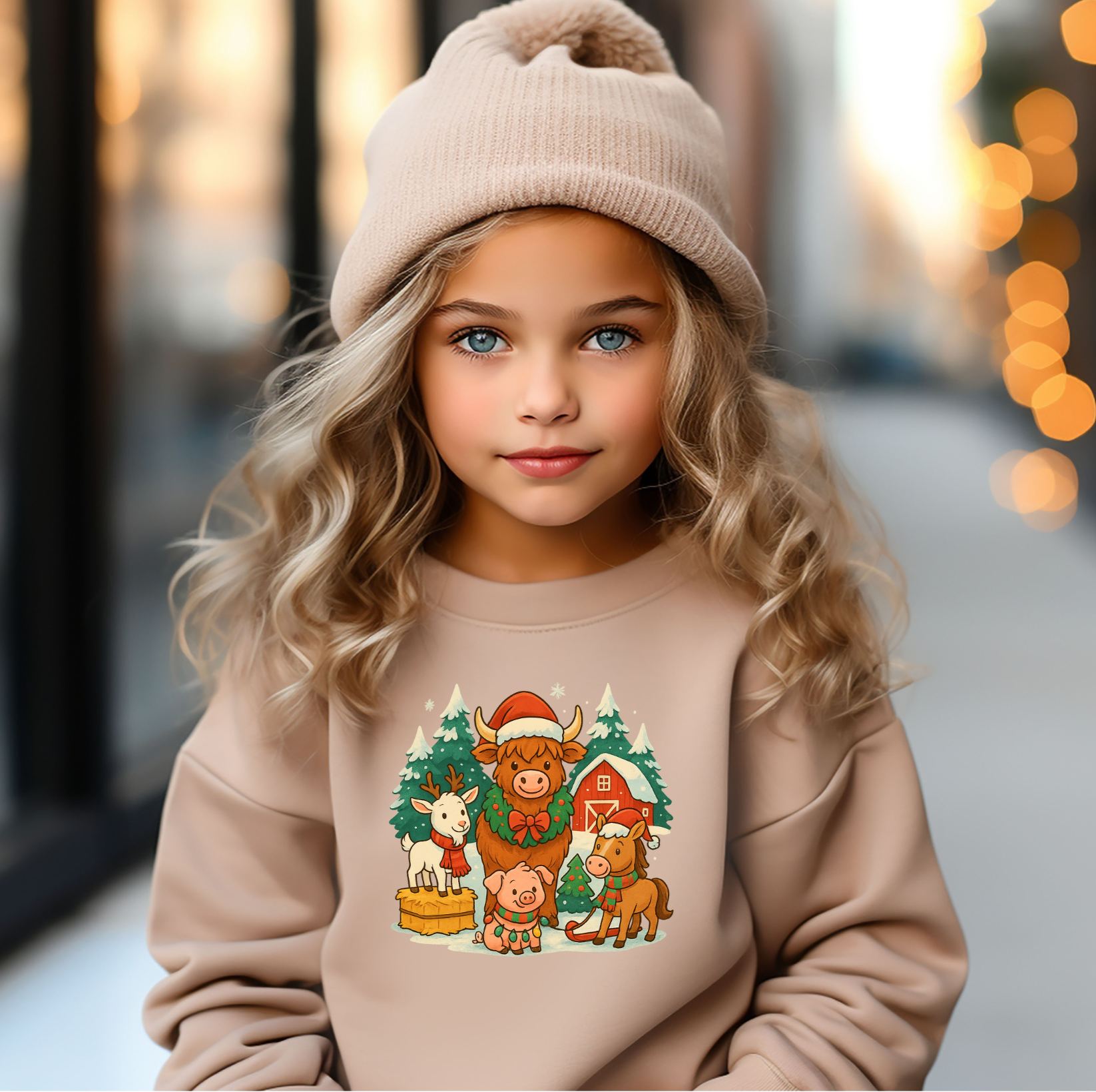 Farm Fresh Christmas Youth Sweatshirt – Holiday Barnyard Animals Crewneck