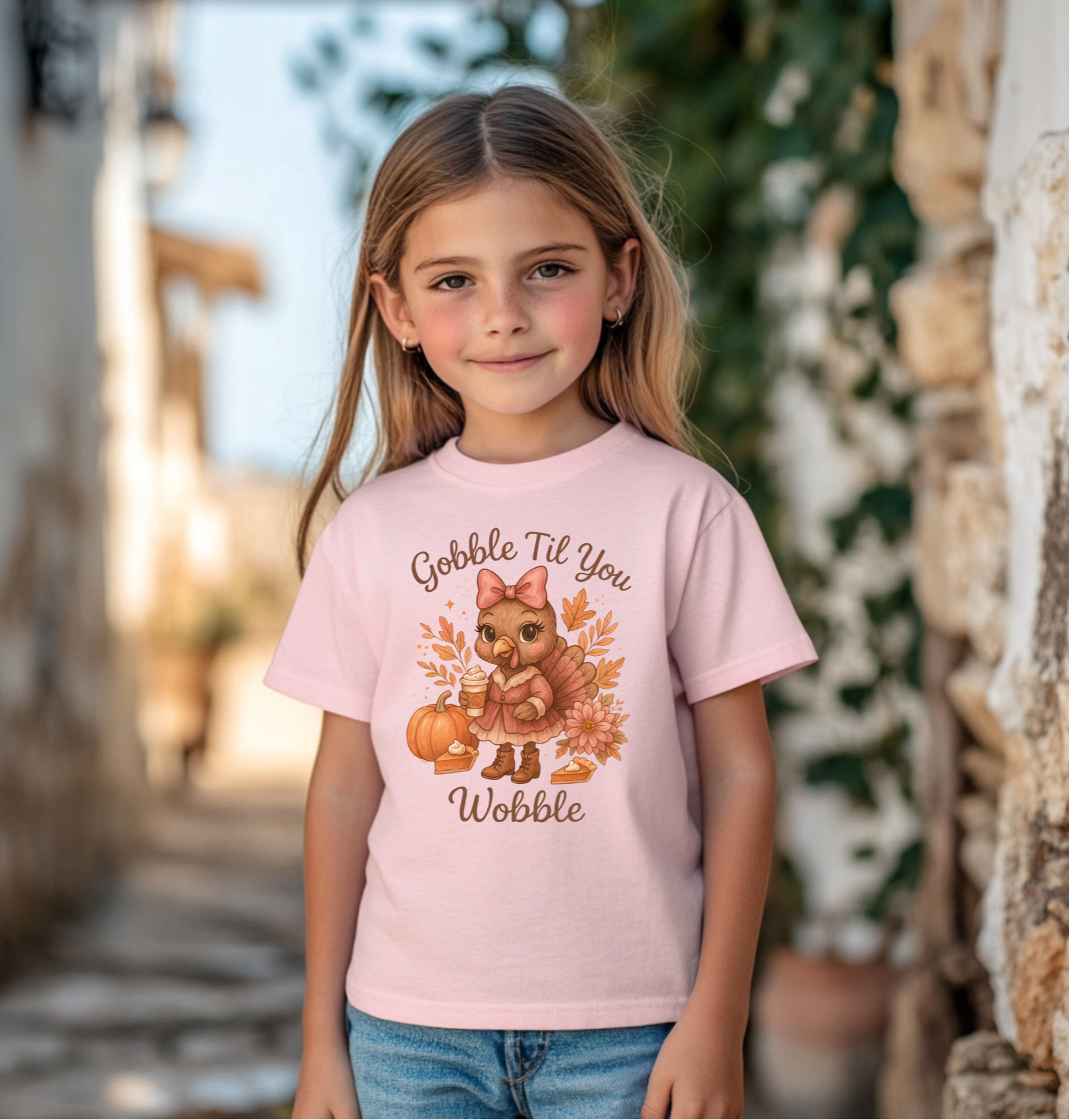 girlie gobble til you wobble thanksgiving tee