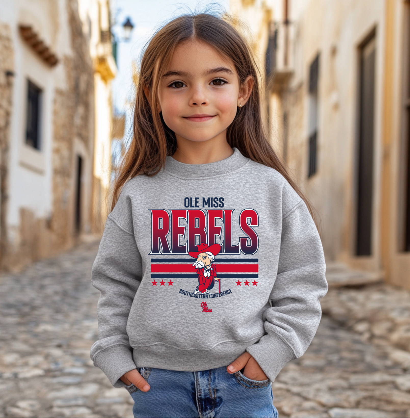 youth-sized Ole Miss Rebels-inspired crewneck sweatshirt 