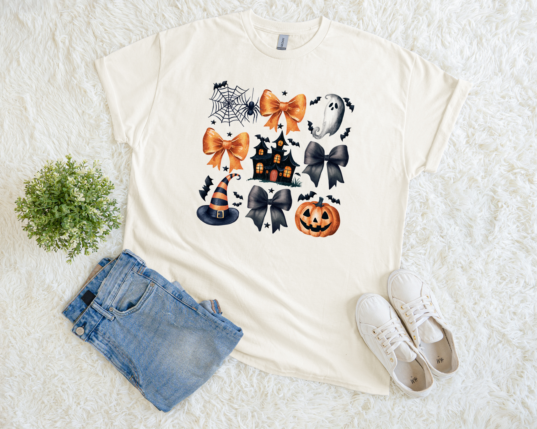 Halloween Bow T-Shirt – Cute & Spooky Fall Graphic Tee