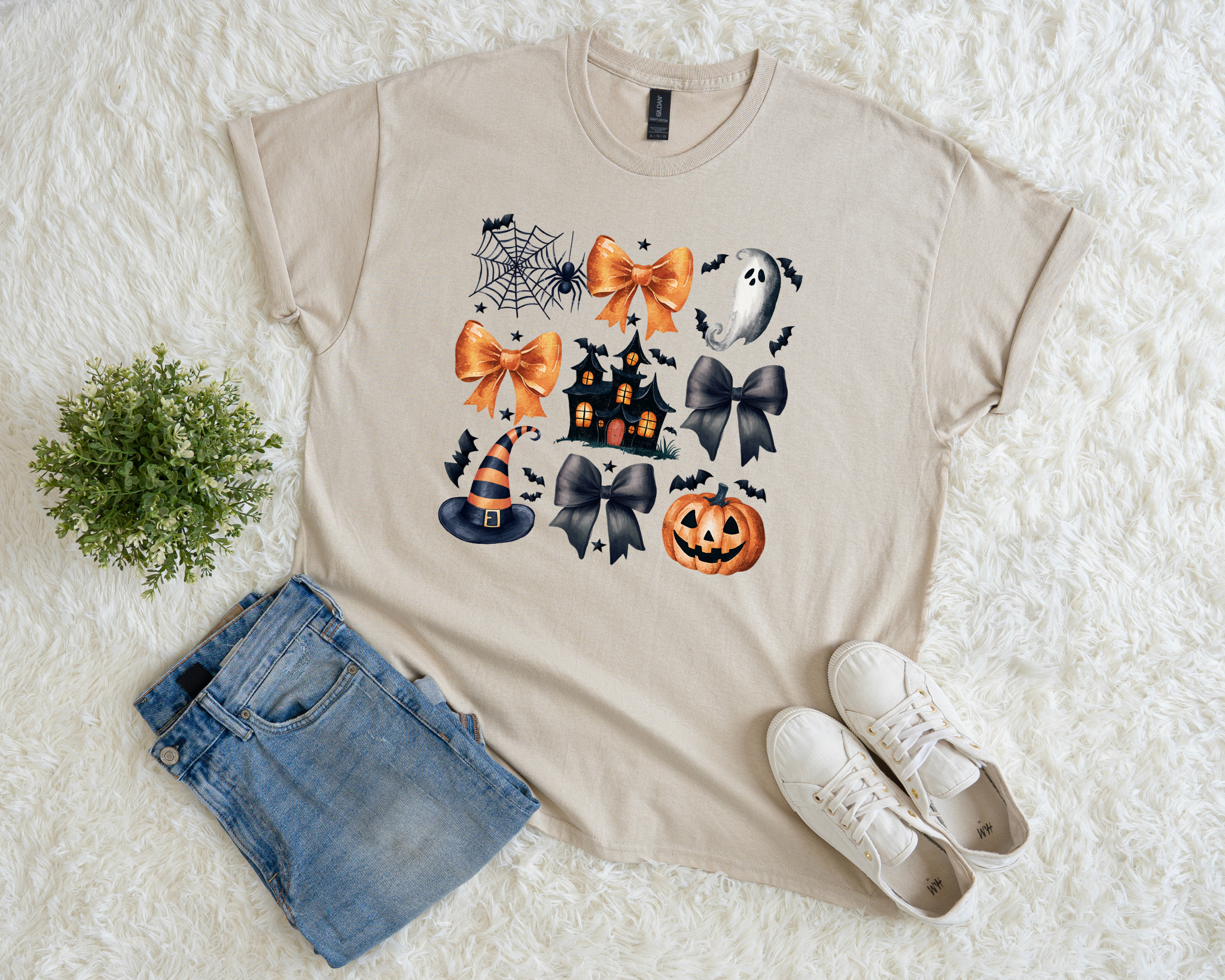 Halloween Bow T-Shirt – Cute & Spooky Fall Graphic Tee