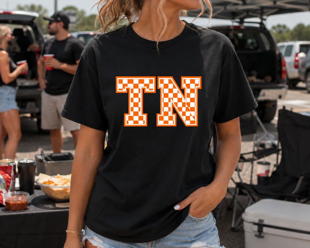 Checkerboard TN Graphic Tee - Tennessee Game Day Shirt - Gildan Unisex Fit Tailgate Tee