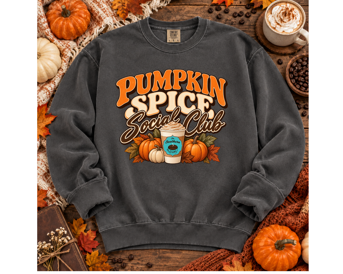 Pumpkin Spice Social Club Comfort Colors Crewneck Sweatshirt | Southern Cup
