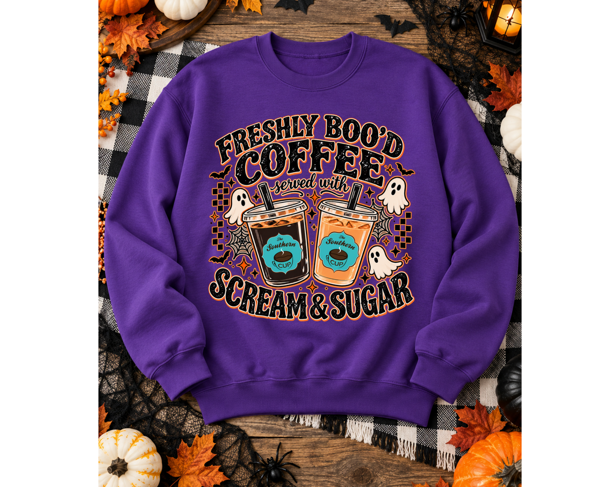 Freshly Boo’d Coffee Halloween Gildan Crewneck Sweatshirt | Southern Cup