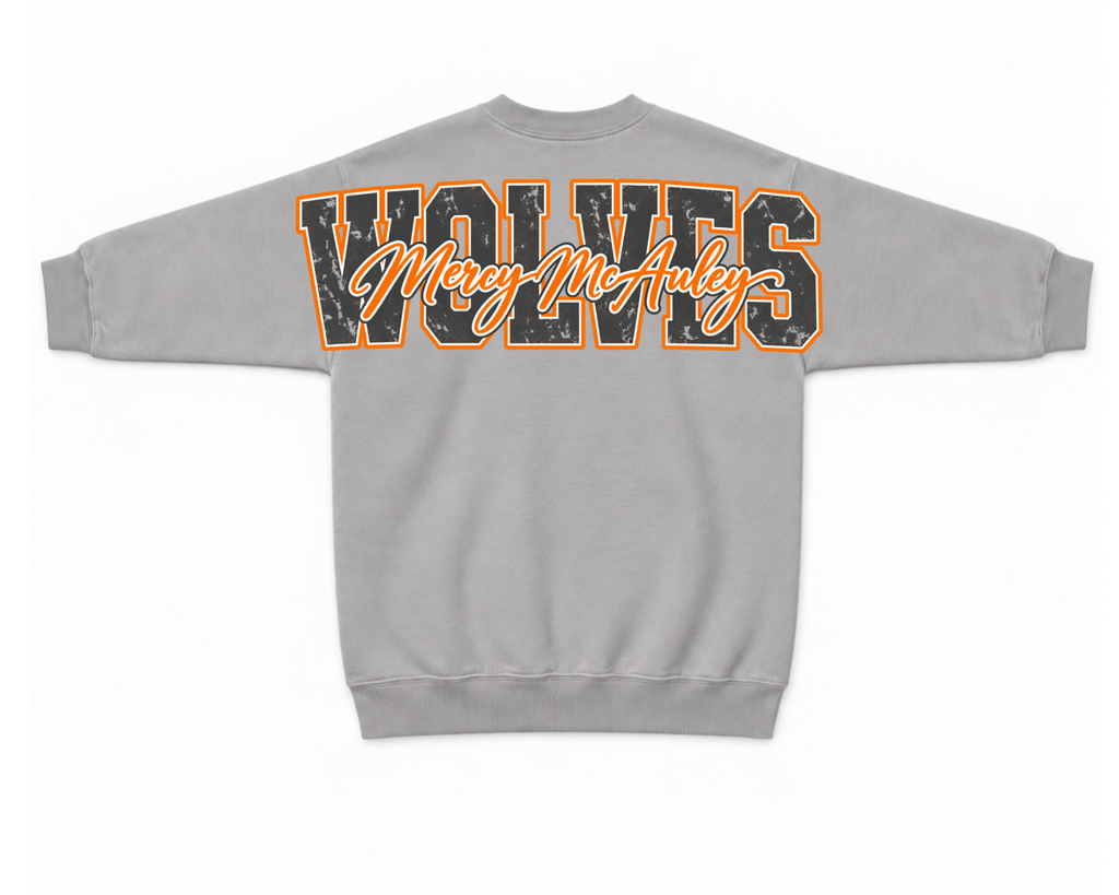 Mercy McAuley Wolves Oversized Back Graphic Sweatshirt | Premium Gildan SF000