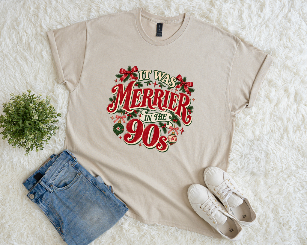 It Was Merrier in the 90s Christmas Graphic Tee | Exclusive Vintage Holiday Design