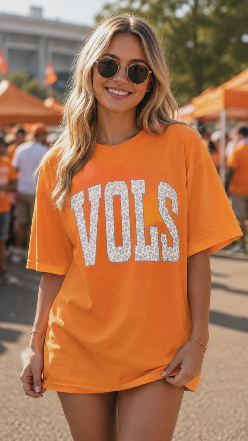 White Leopard VOLS Game Day Tee - Tennessee Football Shirt - Orange Gildan Unisex Fit Boutique Tee