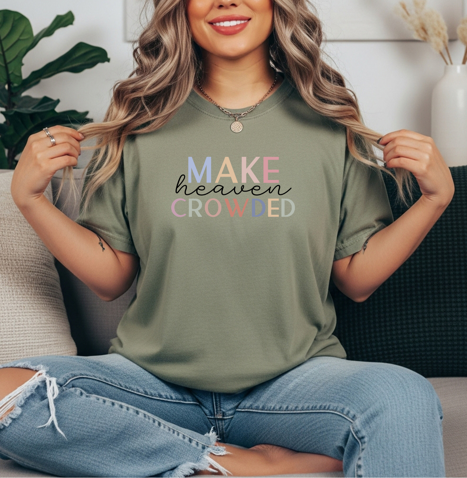 Heaven Crowded Comfort Colors Christian tee