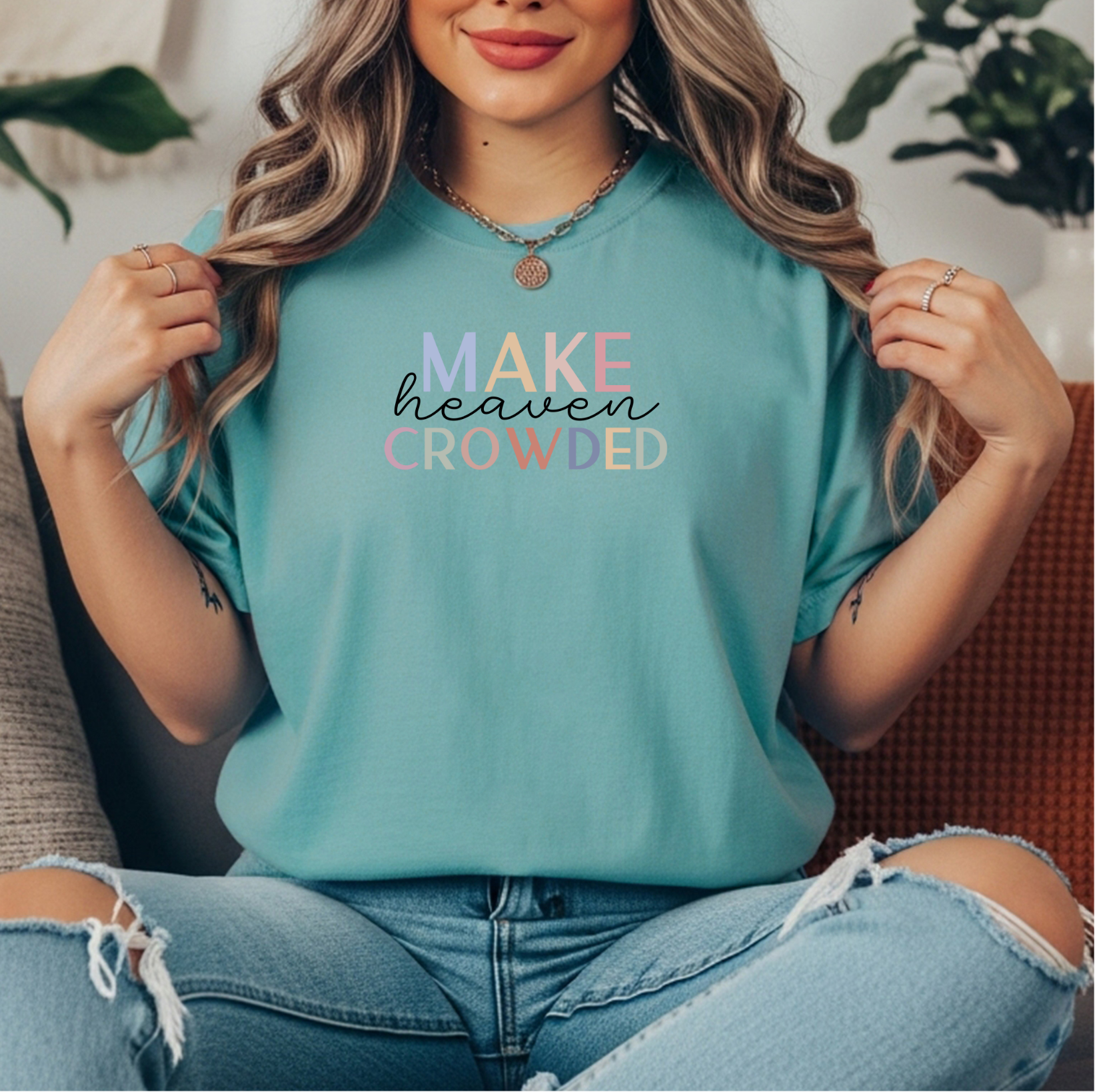 Heaven Crowded Comfort Colors Christian tee