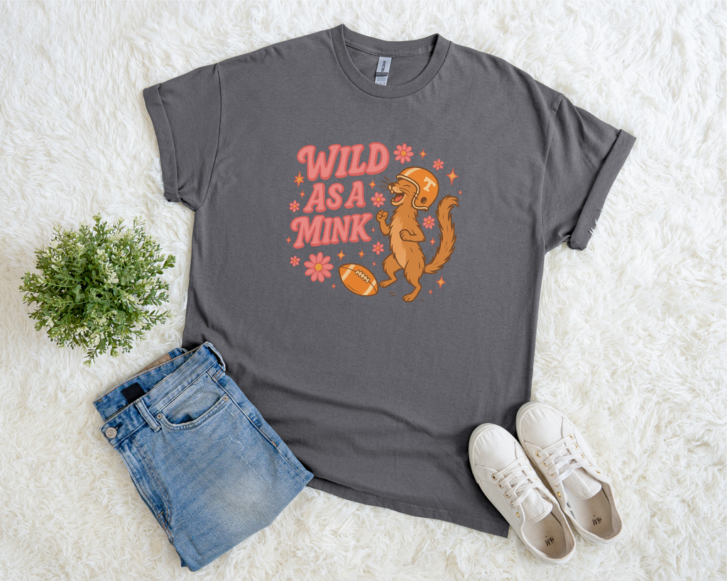 Wild as a Mink Graphic Tee - Tennessee Game Day Shirt - Exclusive Boutique Design - Black Gildan Unisex Fit Tee